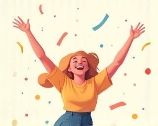 Illustration einer jubelnden Person